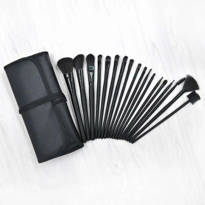 Valhalla 24 pcs black brush applicator Make Up Brushes Sets With Leather Storage Pouch(Pack of 24)