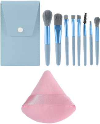 WECHARMERZ Makeup Brush Set 8PCS Mini With Storage Bag Triangle Puff For Face Makeup(Pack of 9)