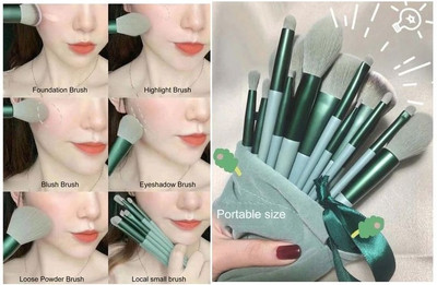 ADJD 13 Soft Brushes Set Popular Foundation Brush Face Brush Storage Pouch(Pack of 13)