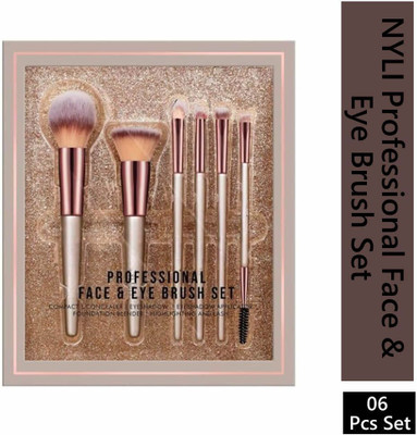 NYLI Professional Premium Synthetic Bristle Professional Face and Eye Brushes Set of 6(Pack of 6)