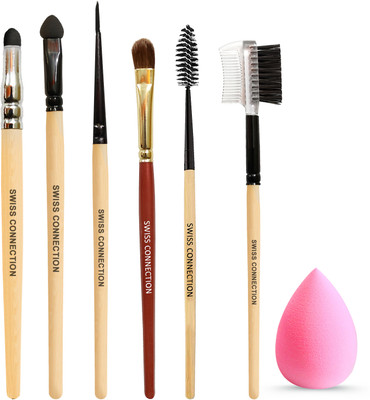 Swiss Connection Eye Makeup Brush Set, Professional Eye Base, Eyeshadow Brushes Sponge(Pack of 7)
