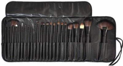 GLOW FIRST Professional Wood Make Up Brushes Sets With Leather Storage Pouch(Pack of 24)