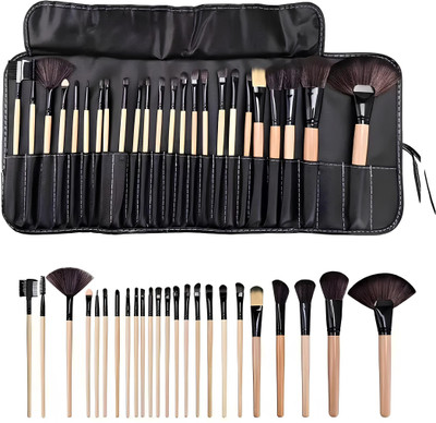 AVTY Professional Make Up Brushes Sets With Leather Storage Pouch(Pack of 24)