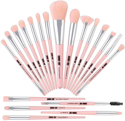 LARA KOSSLER Makeup Brush Set 20 Pcs Make Up Brushes Set Kit (Black Silver )(Pack of 20)