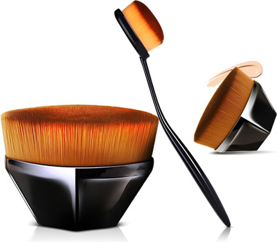 Koccido Oval Soft Foundation Brush With Big And Small Brush(Pack of 3)