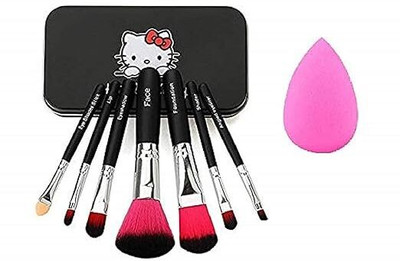 Ferguson Hello Kitty Soft Makeup Brush Set, 7 Brusher with Portable Storage Box.(Pack of 7)