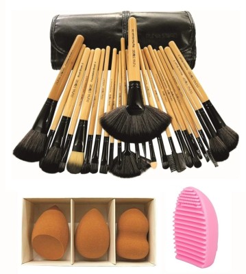 Puna Store Combo of 24 PC Makeup Brush Set, 3 pc Makeup Blender, Makeup Brush Cleaning Egg(Pack of 1)