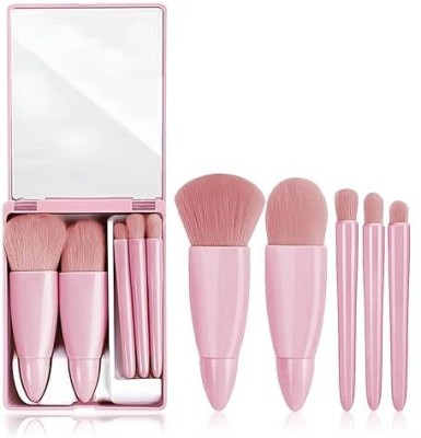 CHEFERYN 5 Pcs Travel Makeup Brushes Set with Mirror(Pack of 5)