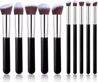 WATELLO Professional Kabuki Saloon Use Make up Brushes Pack of 10(Pack of 10)