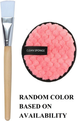 TinLivery Reusable Cleansing Sponge Puffs & Wooden Handle Multicolor Bleach Brush(Pack of 2)