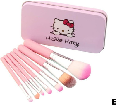 huemic Makeup Brushes Pink Hello-Kitty Brush Set of 7Pcs e(Pack of 1)