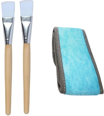 QAUKY 2pc Facial Mask Applicator Brush with 1pc Facial Headband(Pack of 3)