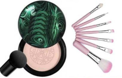 Dhanmann Makeup Brushes 5 Set with BB CC Cream Foundation Mushroom Head Air Cushion 20g(Pack of 1)