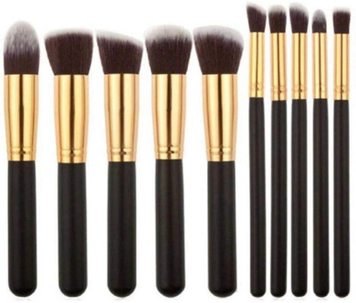 CrazzyShopperz Premium Synthetic Makeup Brush Set (black) (Pack of 10)(Pack of 10)