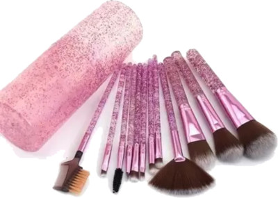 SMIETRZ Professional Series Makeup Brush Set With Storage Barrel - Shiny Purple(Pack of 12)
