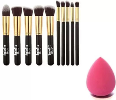 SMIETRZ Makeup Brushes Set Tool Pro Foundation Eyeliner Eyeshadow With Sponge Puff(Pack of 11)