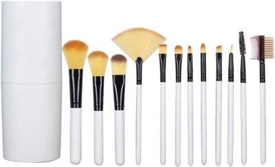 Ashyra Synthetic Bristle 12Pc Makeup Brush Set with Storage Bottle(Pack of 12)