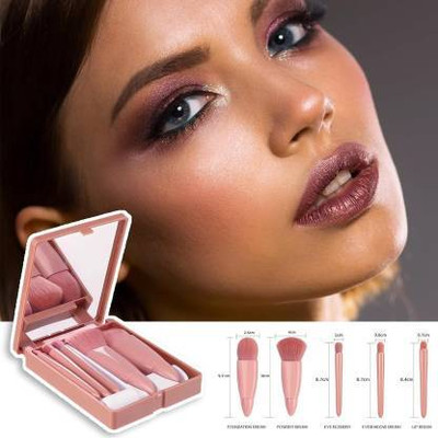 SkinOza soft Mini Makeup Brushes Set with Mirror Small Complete Function(Pack of 5)