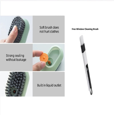 QinPin Multipurpose Brush with soap dispensing for all footwears with free window brush Brush(50 ml, Multicolor)