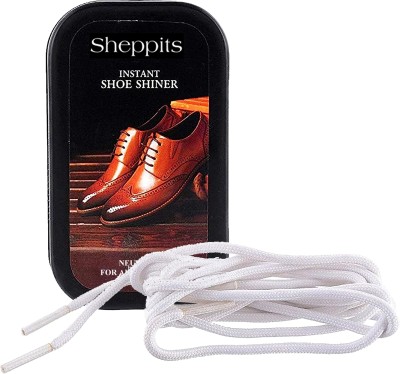 Sheppits Premium Shoe Shiner (Neutral) & Sports Shoes/Sneakers Laces (White) Shoe Care Kit(10 ml, Multicolor)