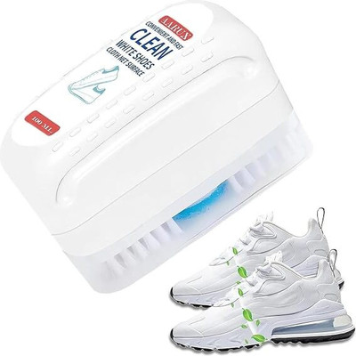WARRIO 2 in 1 Shoe Cleaning Kit with Brush Foam Cleaner for White Sneakers/Sports Shoes Canvas, Leather, Patent Leather, Synthetic Leather Shoe Cleaner(White)