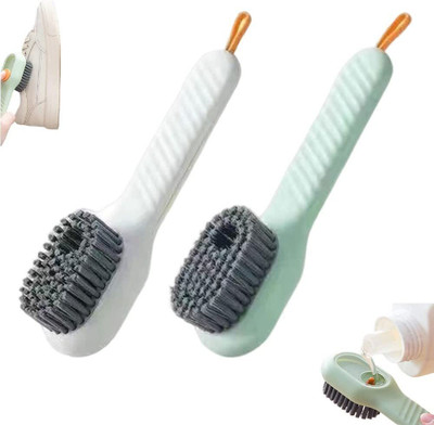 crownsmill Multi-Functional Shoes Brush|Soap Dispensing Cleaning Scrub Brush with Handle Brush(6 ml, Multicolor)