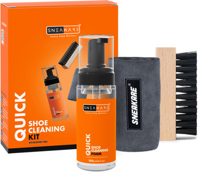 SNEAKARE Premium Quick Shoe Cleaning Kit with Towel For Sneakerheads Shoe Cleaner Foam Shoe Care Kit(150 ml, Orange)