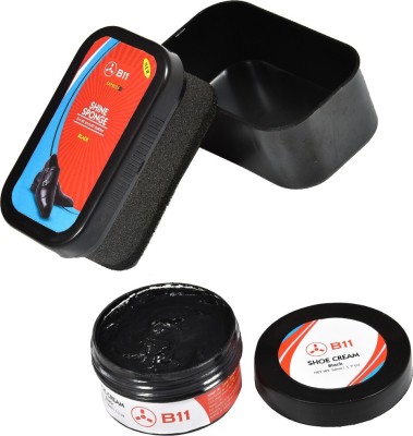 B11 Black Shiner with Black Polish Cream for leather/formal shoe Shiner Shoe Care Kit(50 ml, Black)