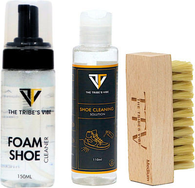 TheTribesVibe Shoe Cleaning Kit | Shoe Cleaning Solution, Foam Shoe Cleaner, Medium Brush Shoe Care Kit(260 ml, Natural)