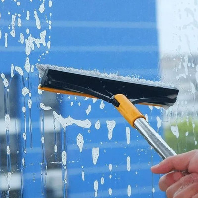 tech dynamic mart Bathroom Cleaning Brush with Wiper 2 in 1 Fiber Wet and Dry Brush(Multicolor)