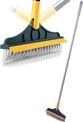 Noetic Bathroom brush with long handle 120° Rotate bathroom(2IN1 Floor cleaning brush) Plastic Wet and Dry Brush(Multicolor)