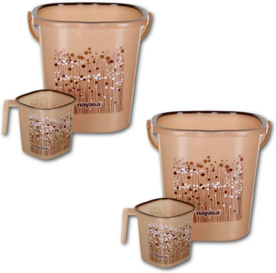 NAYASA Funk Bucket With Matching Mug 02 Set 25 L Plastic Bucket(Brown)
