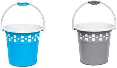 MILTON Mozaic Bucket 20L With Matching Mug 1L Set of 2 20 L Plastic Bucket(Blue, Grey)
