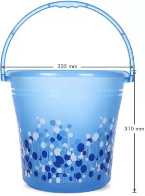 Nalin Bros New Standard Frosty Bubble Print 2 Bucket Set | 1L Mug, 16L bucket & 18 L Plastic Bucket(Blue)