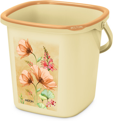 MILTON Swish Square Plastic Bucket With Handle, 25 Litres, Brown 25 L Plastic Bucket(Brown)