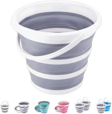 SOKT Bucket Foldable Silicone Bucket with Handle Can Be Used for Car Washing House 10 L Silicone, Plastic Bucket(Multicolor)