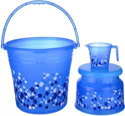 Nalin Bros New Printed Plastic Froesty Bucket Set | Stool, Mug And 11 L Plastic Bucket(Blue)