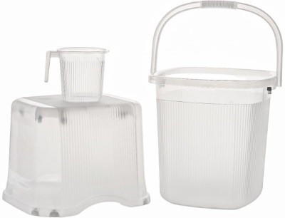 NAYASA Rimmy Bucket 20L With Matching Mug 1L & Stool 20 L Plastic Bucket(Clear)