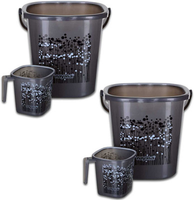 NAYASA Funk 25 Ltr Bucket with 1.5 Ltr matching Mug Set of 2 25 L Plastic Bucket(Grey)