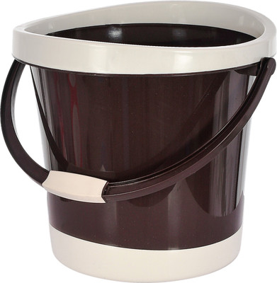 KUBER INDUSTRIES Multiuses Plastic Bucket With Handle, 18 litre (Brown)-46KM0353 18 L Plastic Bucket(Brown)