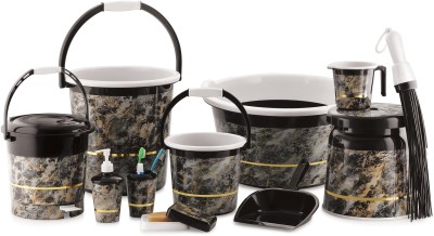 Liza Orry 11PC Bathroom Essential Set For Home, Kitchen & Bathroom Include 18L Tub, 20 L Plastic Bucket(Black)