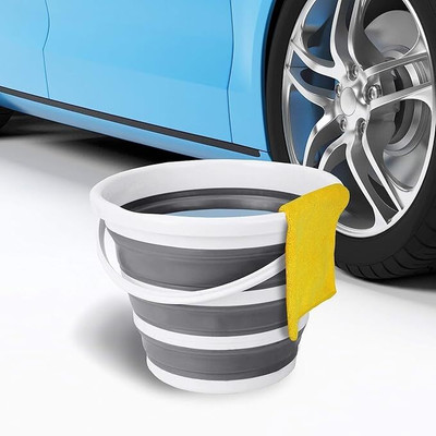 GHOGHARI ENTERPRISE Portable Folding Multipurpose Silicone Bucket 5 Litre 5 L Silicone Bucket(Grey)