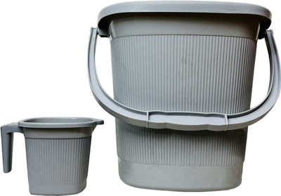 Repo Premium & Durable Quality Plastic Bathroom Bucket & Mug With Handle (Set of 1) 18 L Plastic Bucket(Grey)