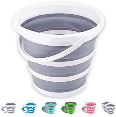 mbuys Silicon Folding Bucket Collapsible Bucket, Cleaning Bucket 10 L Silicone Bucket(Grey)