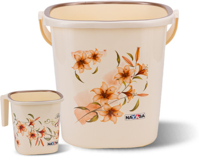 NAYASA Square Ring Deluxe Bath Set | Strong and Durable | BPA Free 18 Ltr Bkt + 1.5 Mug Plastic Bucket(White) NAYASA Square Ring Deluxe Bath Set | Strong and Durable | BPA Free 18 Ltr Bkt + 1.5 Mug Plastic Bucket(White)