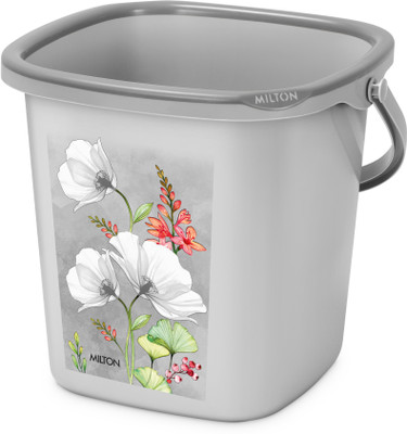 MILTON Swish Square Plastic Bucket With Handle, 25 Litres, Grey 25 L Plastic Bucket(Grey)