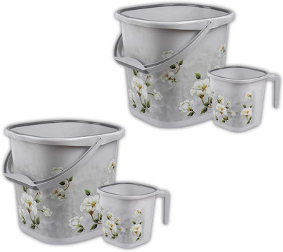 NAYASA Marble bucket 25 ltr With mug 1.5 ltr set of 2 25 L Plastic Bucket(Grey)