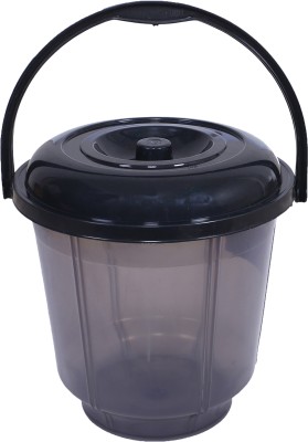 KUBER INDUSTRIES Colorful Homeware Bucket|Unbreakable Plastic Bucket,13 Litre (Black) 13 L Plastic Bucket(Black)