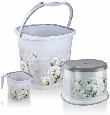 NAYASA Marble Square 3 Pcs Bath Set |BKT 18 L + Mug 1.5 L + Stool 508|Sturdy & Durable| 18 L Plastic Bucket(Grey) NAYASA Marble Square 3 Pcs Bath Set |BKT 18 L + Mug 1.5 L + Stool 508|Sturdy & Durable| 18 L Plastic Bucket(Grey)