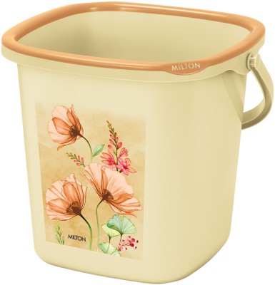 MILTON Swish Square Plastic Bucket With Handle, 16 Litres, Brown 16 L Plastic Bucket(Brown)